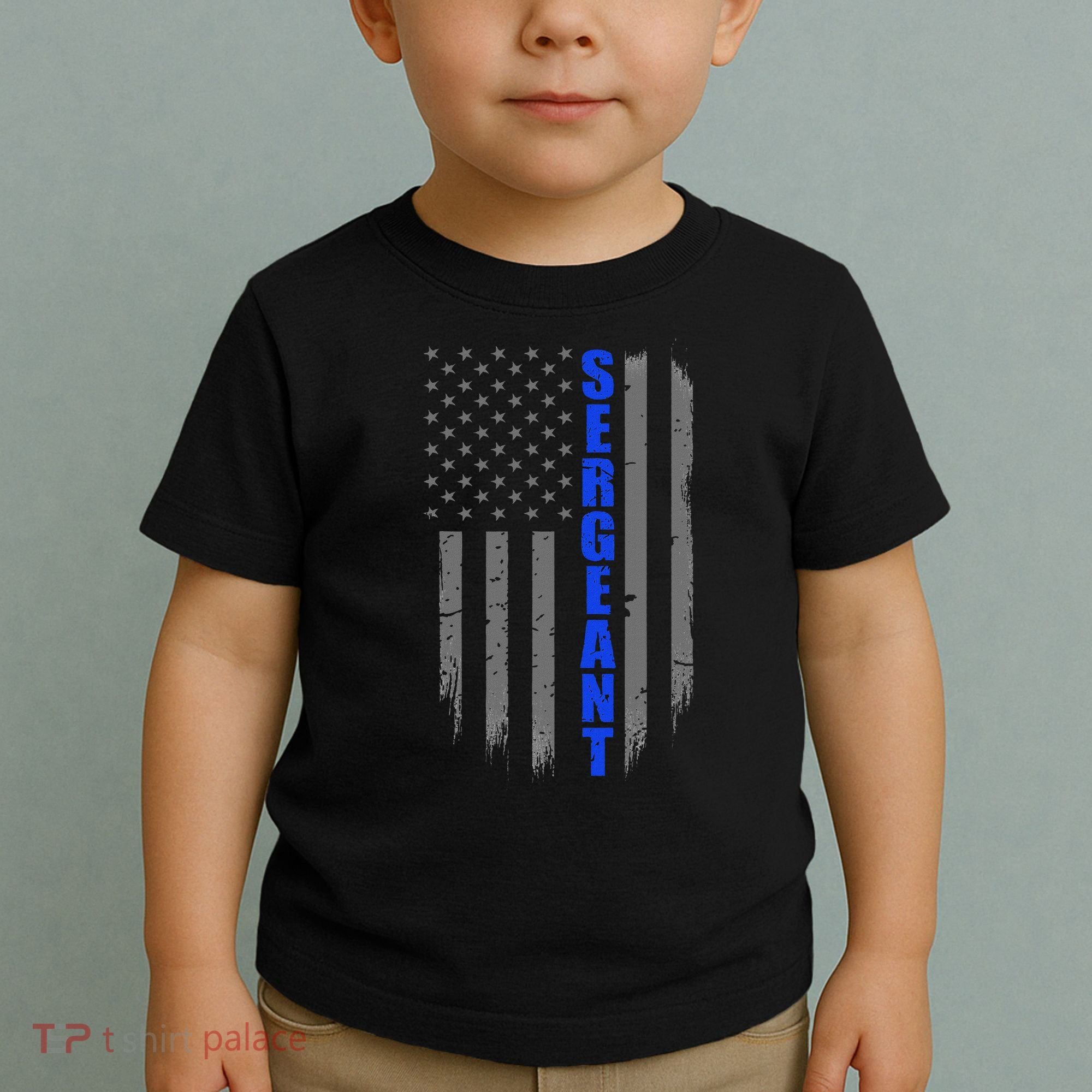 Thin Blue Line Flag For Police Sergeant Toddler T-Shirt