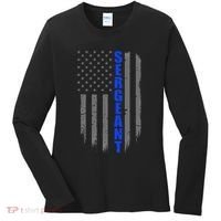 Thin Blue Line Flag For Police Sergeant Women's Long Sleeve Shirt thumb 0