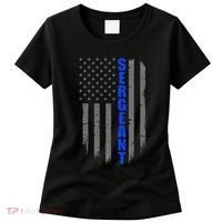 Thin Blue Line Flag For Police Sergeant Women's T-Shirt thumb 0