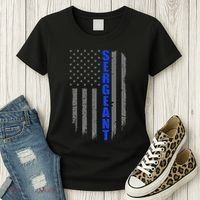 Thin Blue Line Flag For Police Sergeant Women's T-Shirt thumb 3