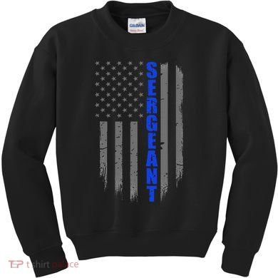 Thin Blue Line Flag For Police Sergeant Kids Sweatshirt