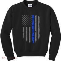 Thin Blue Line Flag For Police Sergeant Kids Sweatshirt thumb 0