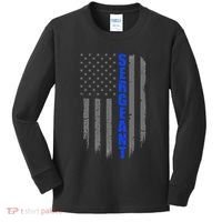 Thin Blue Line Flag For Police Sergeant Kids Long Sleeve Shirt thumb 0