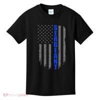 Thin Blue Line Flag For Police Sergeant Kids T-Shirt thumb 0