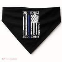 Thin Blue Line Retired Police Sergeant Retirement Gift USA-Made Doggie Bandana thumb 0
