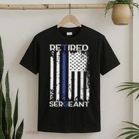 Thin Blue Line Retired Police Sergeant Retirement Gift T-Shirt thumb 2