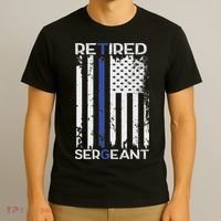 Thin Blue Line Retired Police Sergeant Retirement Gift T-Shirt thumb 3