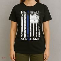 Thin Blue Line Retired Police Sergeant Retirement Gift T-Shirt thumb 4