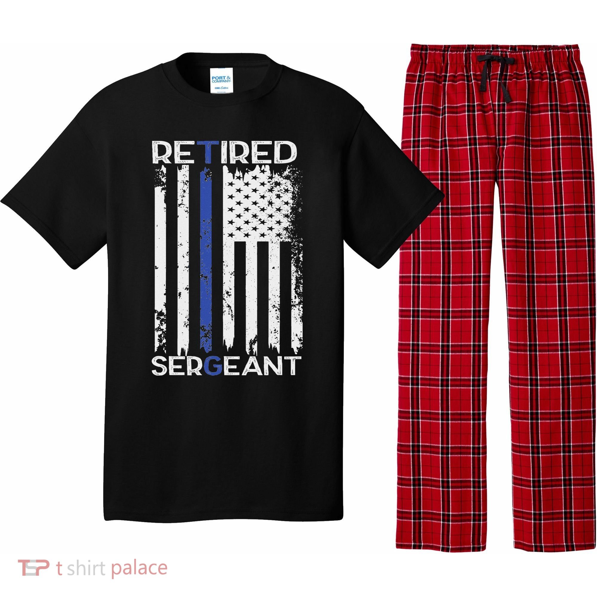Thin Blue Line Retired Police Sergeant Retirement Gift Pajama Set
