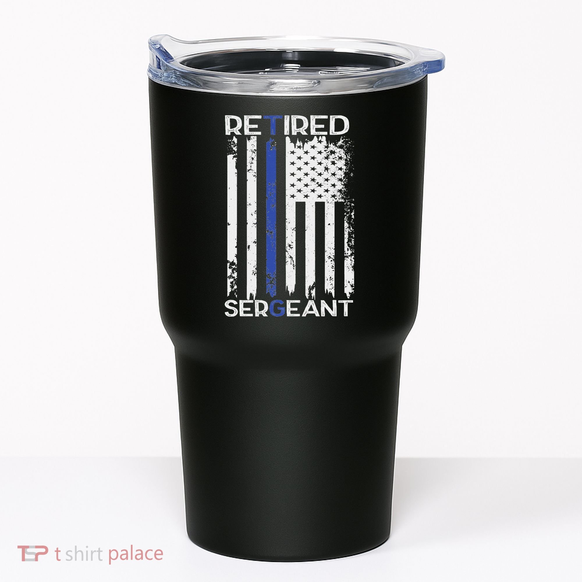 Thin Blue Line Retired Police Sergeant Retirement Gift Tumbler