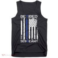 Thin Blue Line Retired Police Sergeant Retirement Gift Tank Top thumb 0