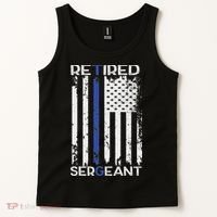 Thin Blue Line Retired Police Sergeant Retirement Gift Tank Top thumb 2