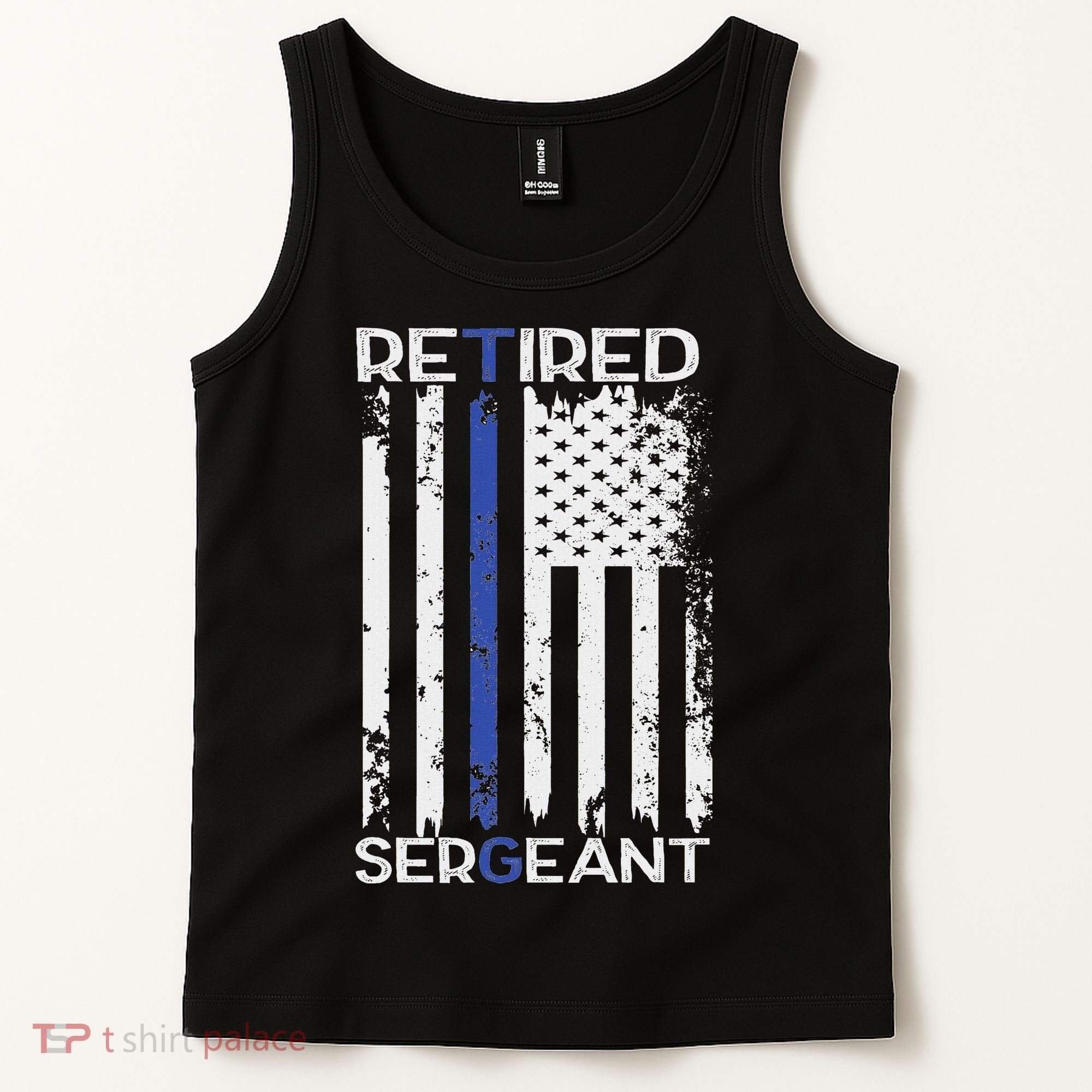 Thin Blue Line Retired Police Sergeant Retirement Gift Tank Top