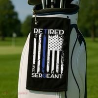 Thin Blue Line Retired Police Sergeant Retirement Gift Golf Towel thumb 2