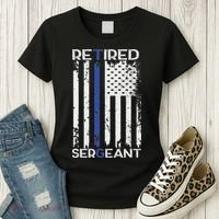 Thin Blue Line Retired Police Sergeant Retirement Gift Women's T-Shirt thumb 3