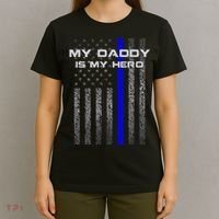 Thine Blue Line Flag My Daddy My Hero Police Son or Daughter T-Shirt thumb 4