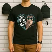 This Boy Loves Owls Cute Owl Valentines Day T-Shirt thumb 6
