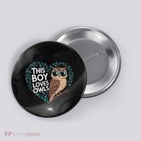 This Boy Loves Owls Cute Owl Valentines Day Button thumb 0