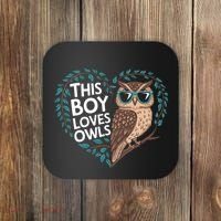 This Boy Loves Owls Cute Owl Valentines Day Coaster thumb 0