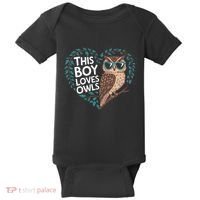 This Boy Loves Owls Cute Owl Valentines Day Baby Bodysuit thumb 0
