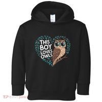 This Boy Loves Owls Cute Owl Valentines Day Toddler Hoodie thumb 0