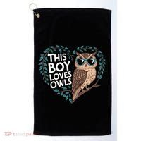 This Boy Loves Owls Cute Owl Valentines Day Golf Towel thumb 0