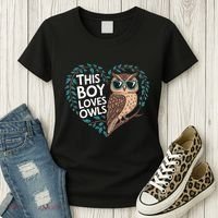 This Boy Loves Owls Cute Owl Valentines Day Women's T-Shirt thumb 3