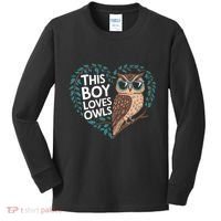 This Boy Loves Owls Cute Owl Valentines Day Kids Long Sleeve Shirt thumb 0