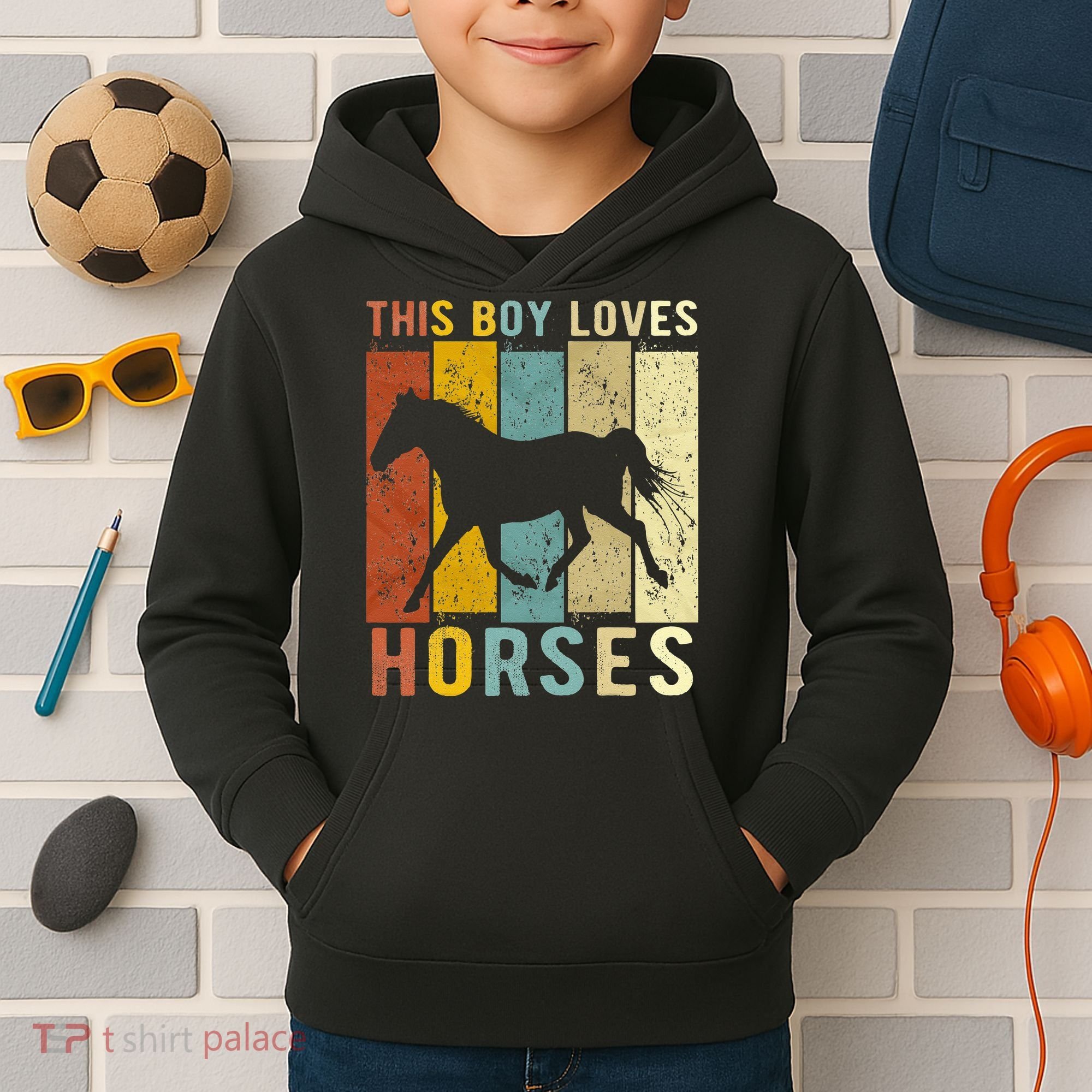 This Boy Loves Horses Horse Kids Hoodie