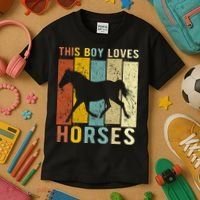 This Boy Loves Horses Horse Kids T-Shirt thumb 3