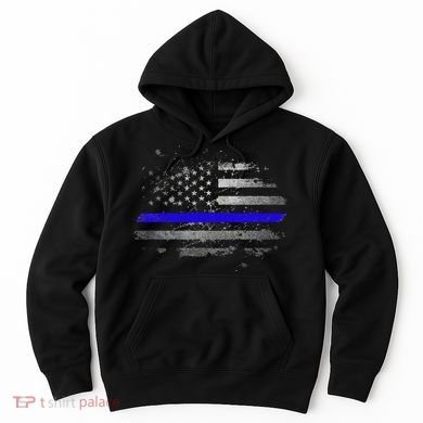 Thin Blue Line Vintage Usa Flag Patriots Hoodie