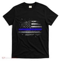 Thin Blue Line Vintage Usa Flag Patriots T-Shirt thumb 0