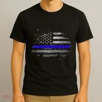 Thin Blue Line Vintage Usa Flag Patriots T-Shirt thumb 3
