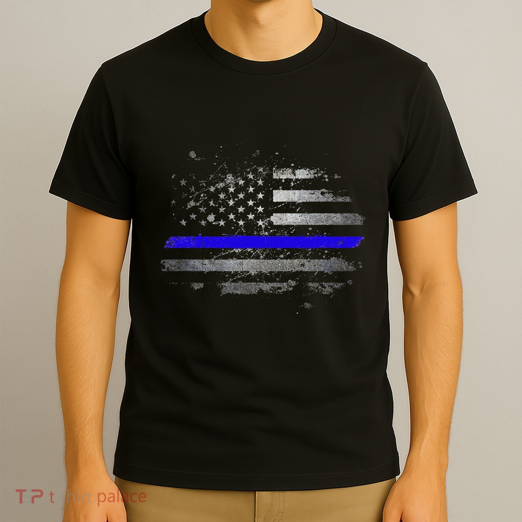 Thin Blue Line Vintage Usa Flag Patriots T-Shirt