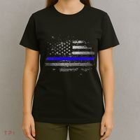 Thin Blue Line Vintage Usa Flag Patriots T-Shirt thumb 4
