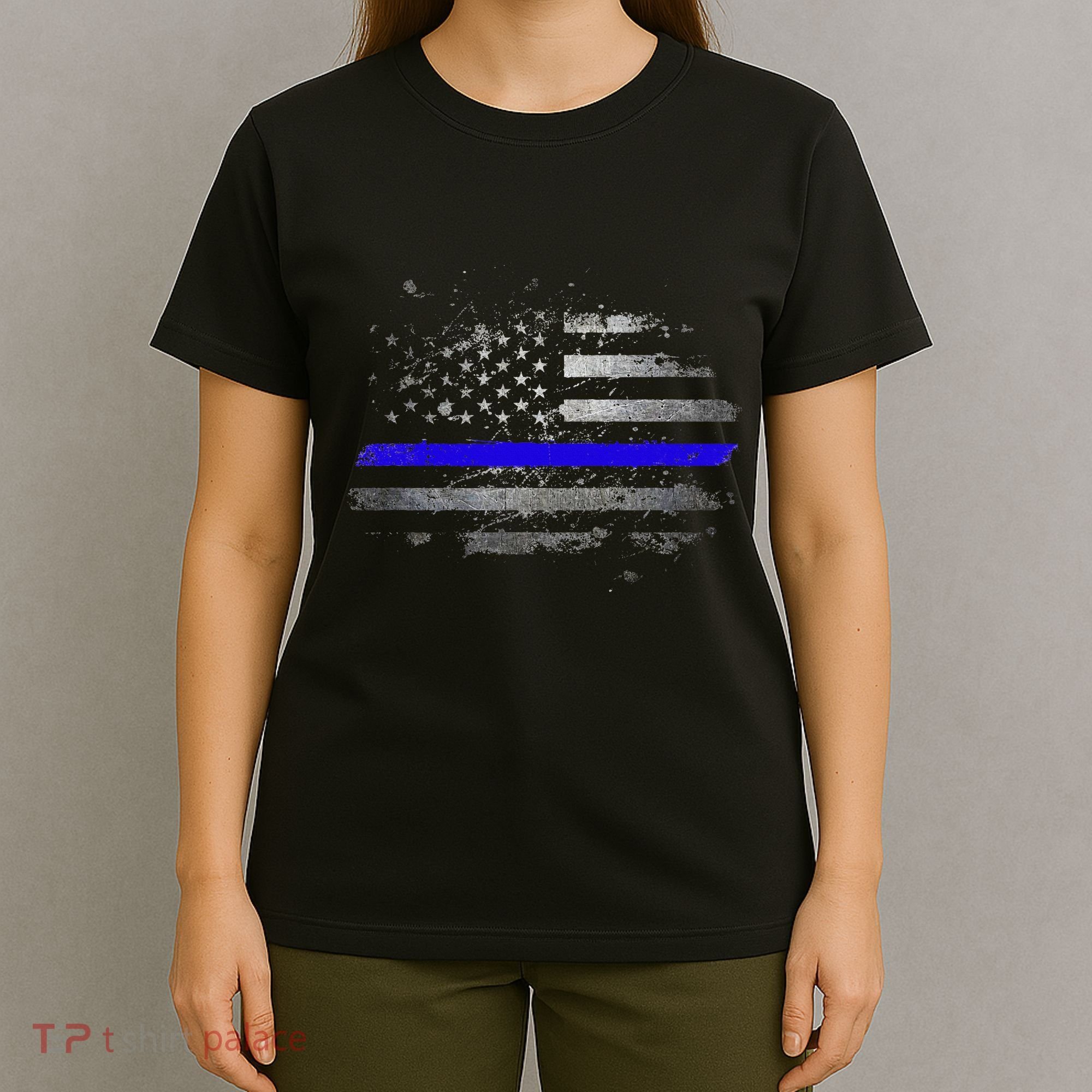 Thin Blue Line Vintage Usa Flag Patriots T-Shirt