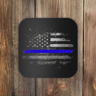 Thin Blue Line Vintage Usa Flag Patriots Coaster