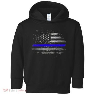 Thin Blue Line Vintage Usa Flag Patriots Toddler Hoodie