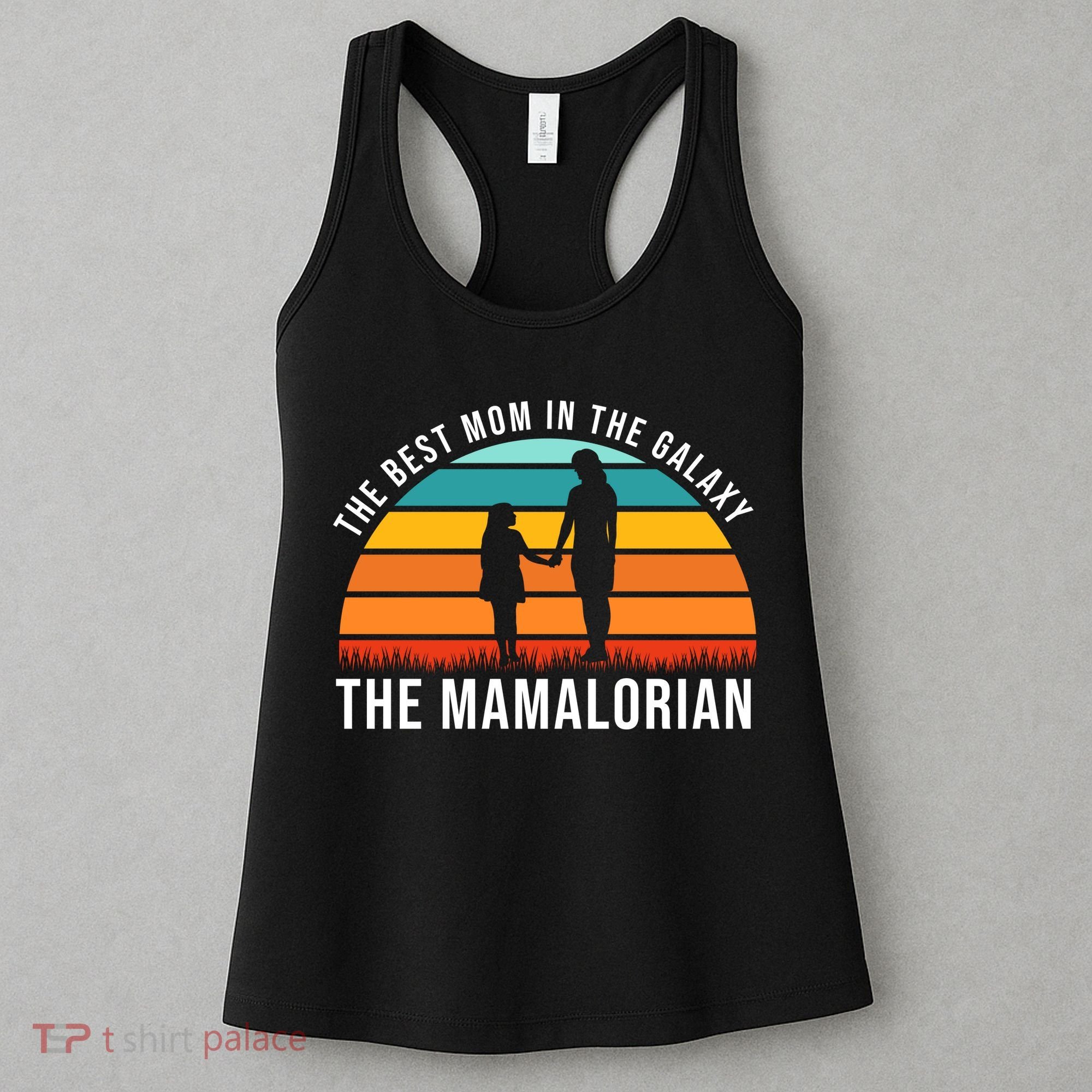 The Best Mom In The Galaxy The Mamalorian Retro Sunset Women's Tank Top