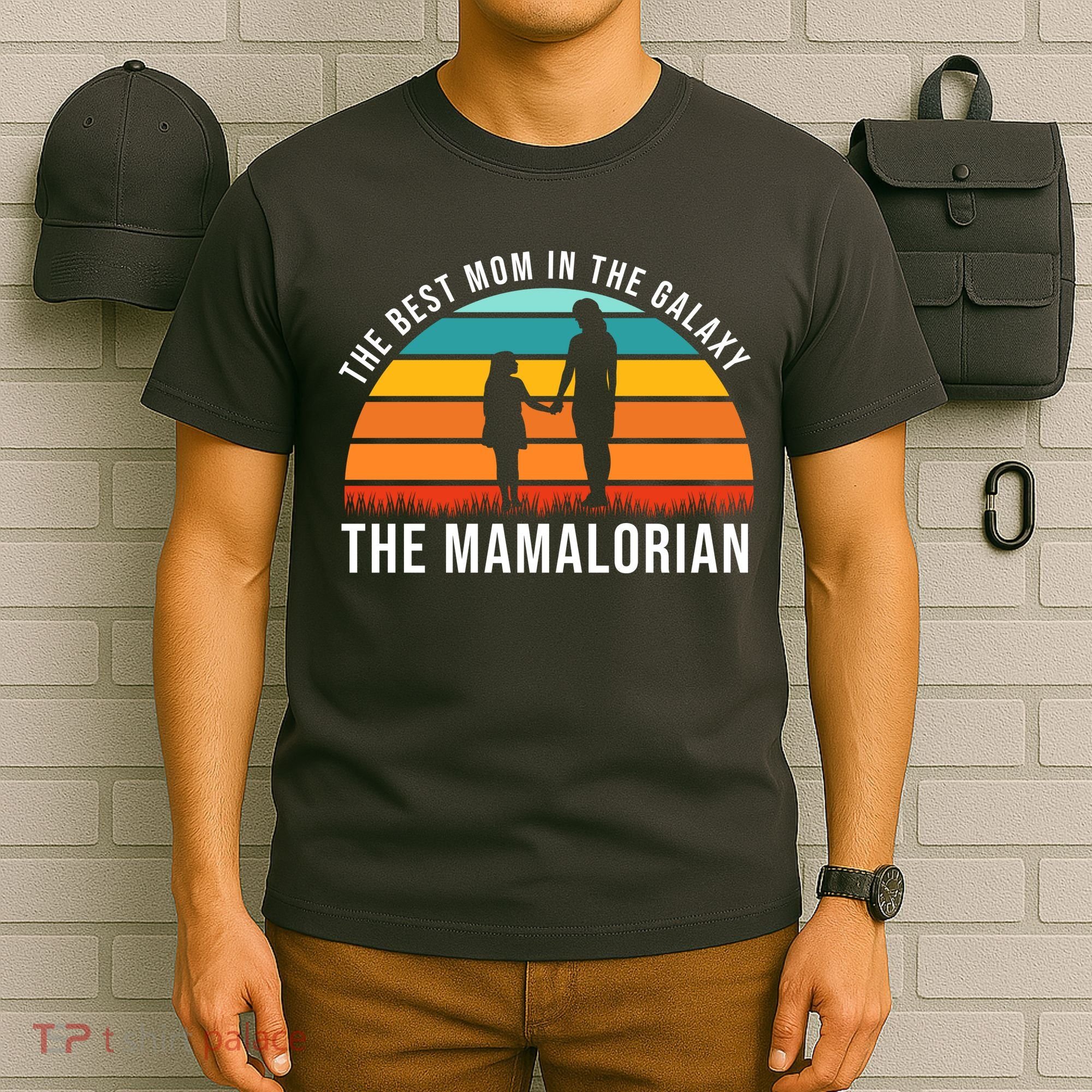The Best Mom In The Galaxy The Mamalorian Retro Sunset T-Shirt
