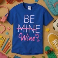 Trendy Be Mine Be Wine Valentine's Day Humor Cool Gift Kids T-Shirt thumb 3
