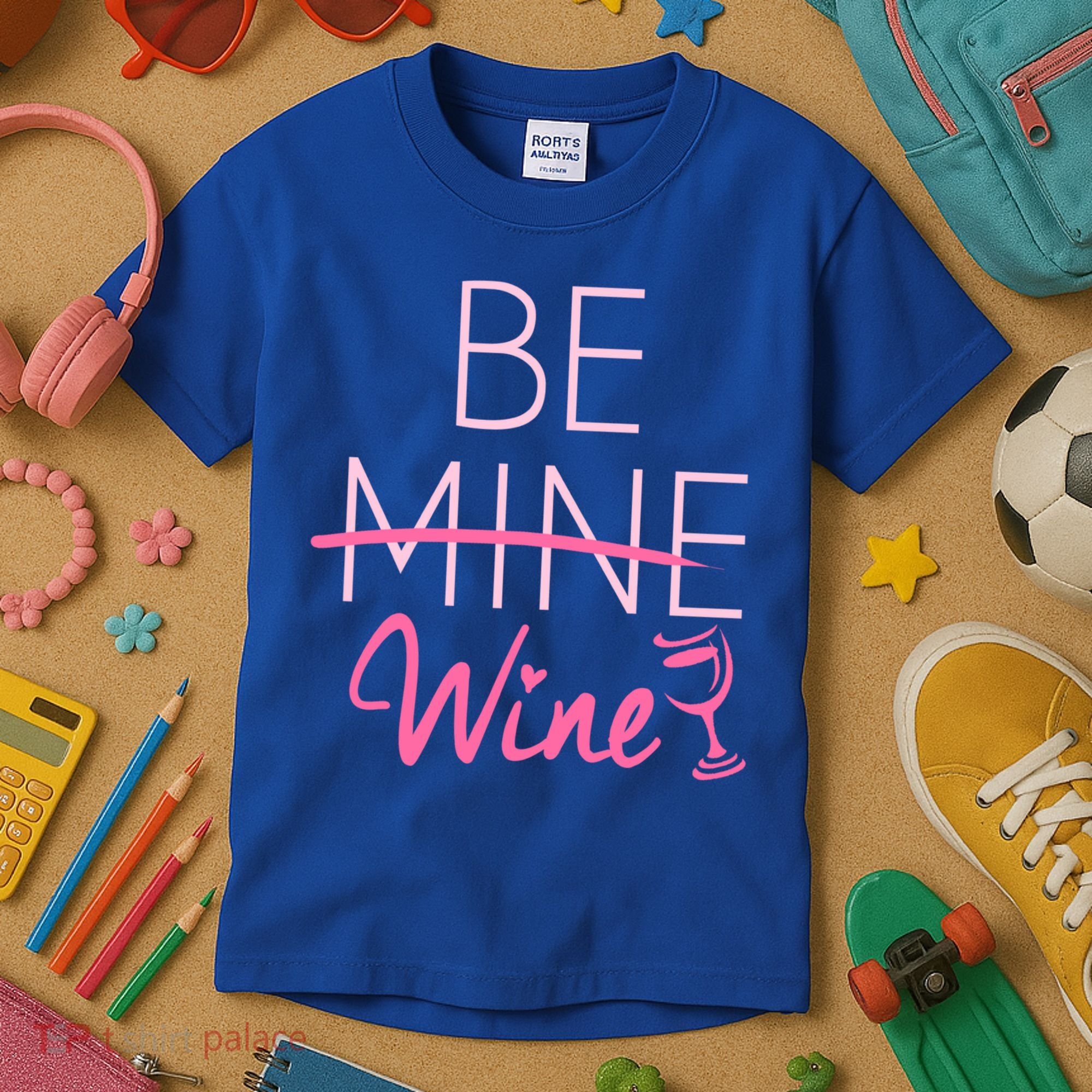Trendy Be Mine Be Wine Valentine's Day Humor Cool Gift Kids T-Shirt