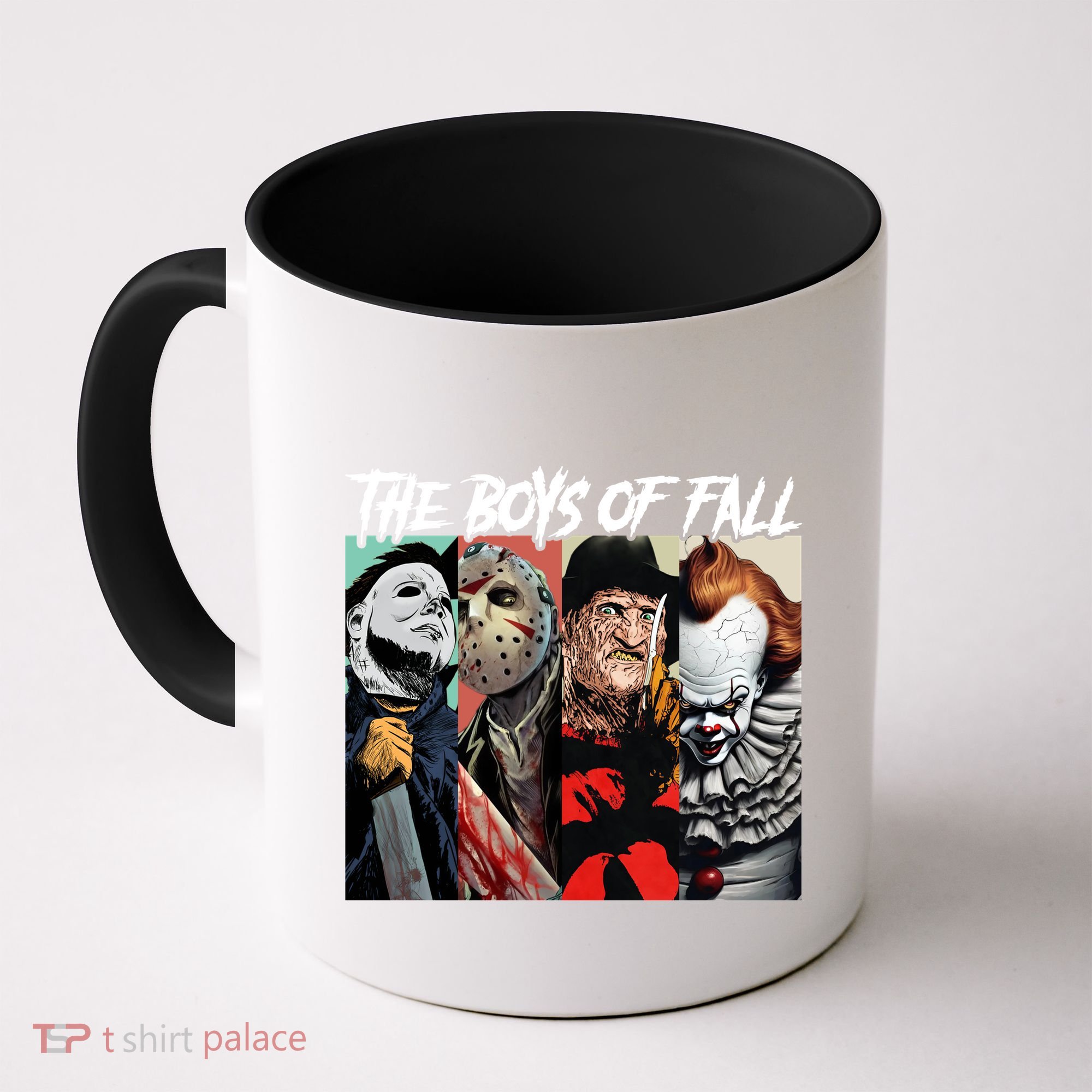 The Boy Of Fall Michael Jason Freddy Pennywise Halloween Horror Character Coffee Mug