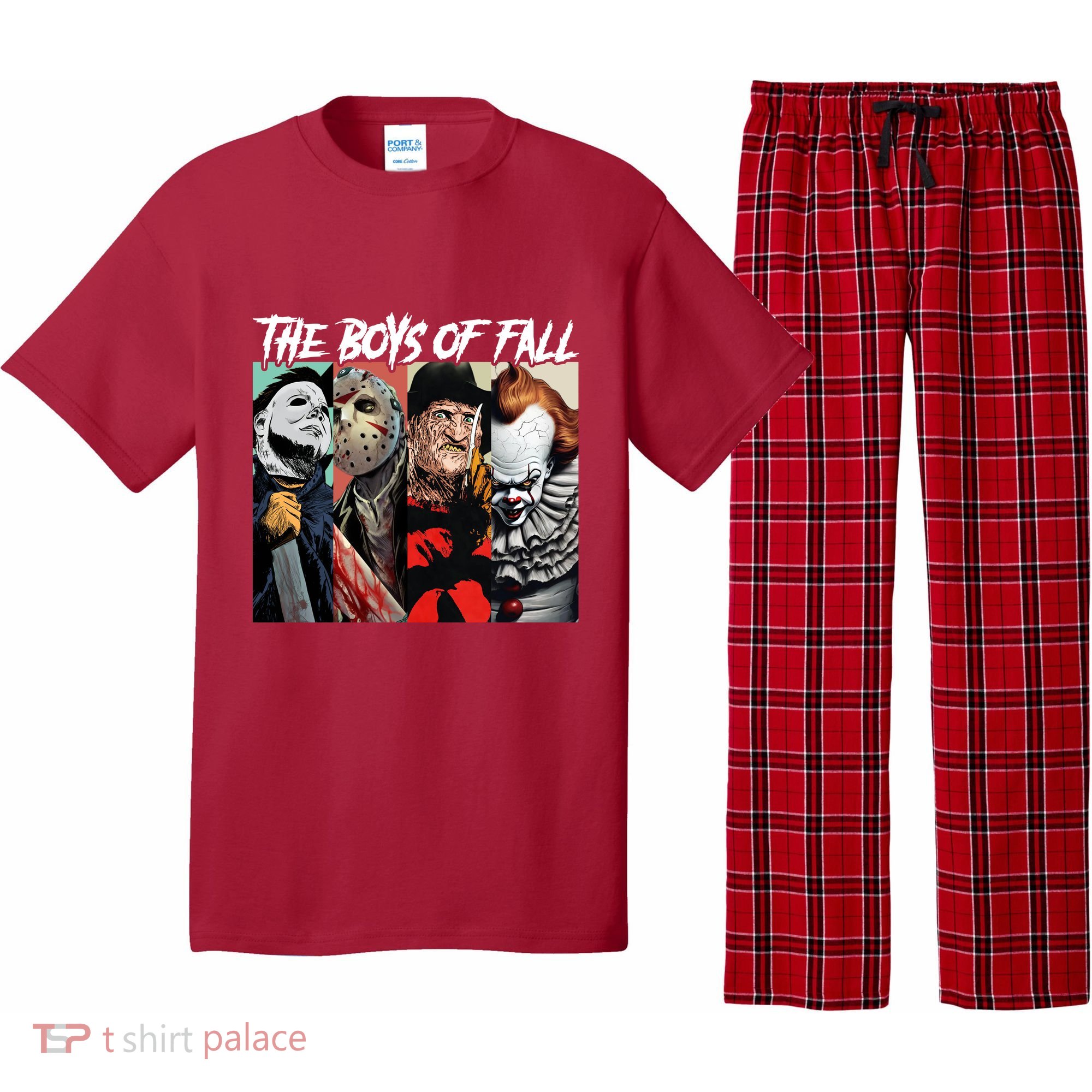 The Boy Of Fall Michael Jason Freddy Pennywise Halloween Horror Character Pajama Set