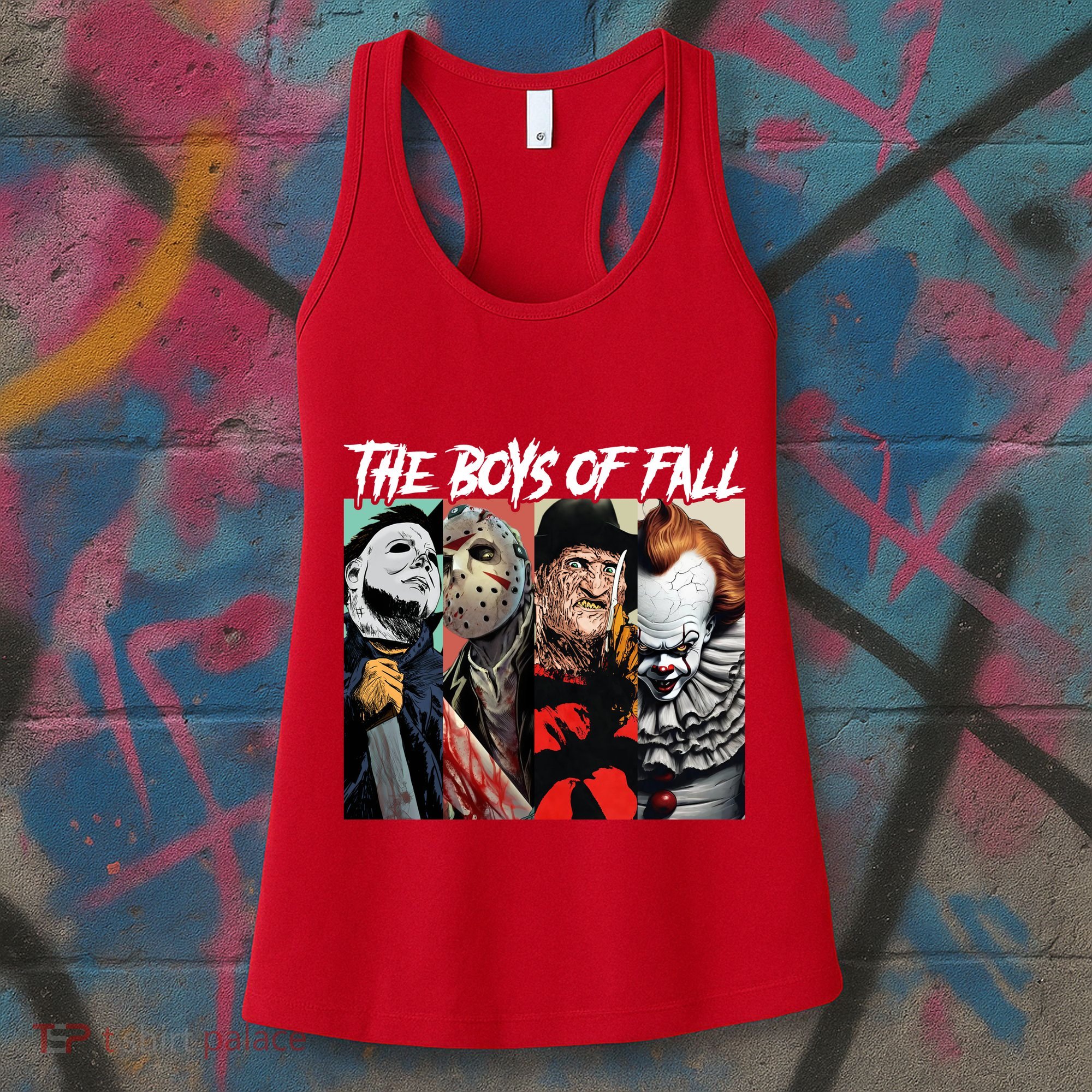 The Boy Of Fall Michael Jason Freddy Pennywise Halloween Horror Character Women's Tank Top
