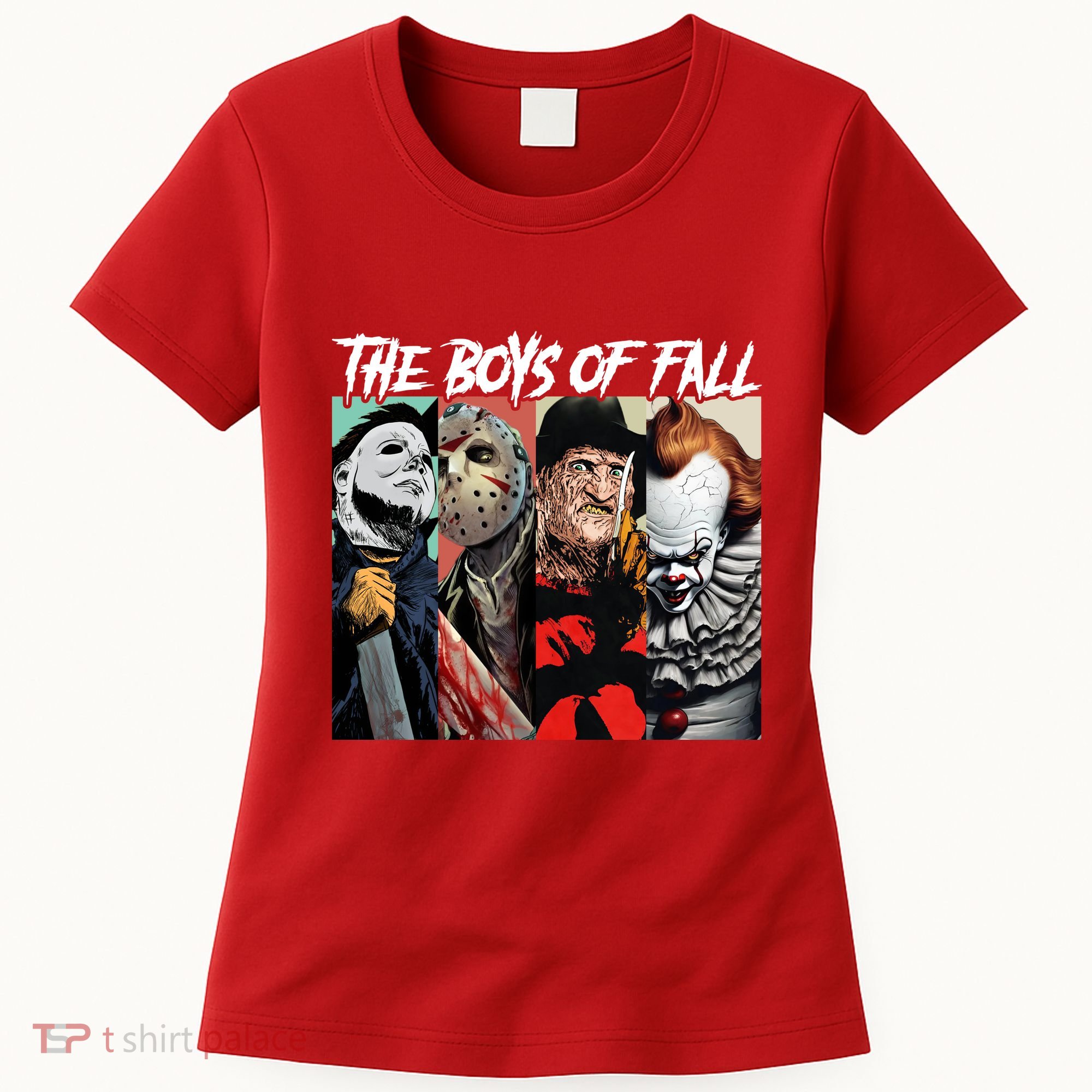 The Boy Of Fall Michael Jason Freddy Pennywise Halloween Horror Character Women's T-Shirt