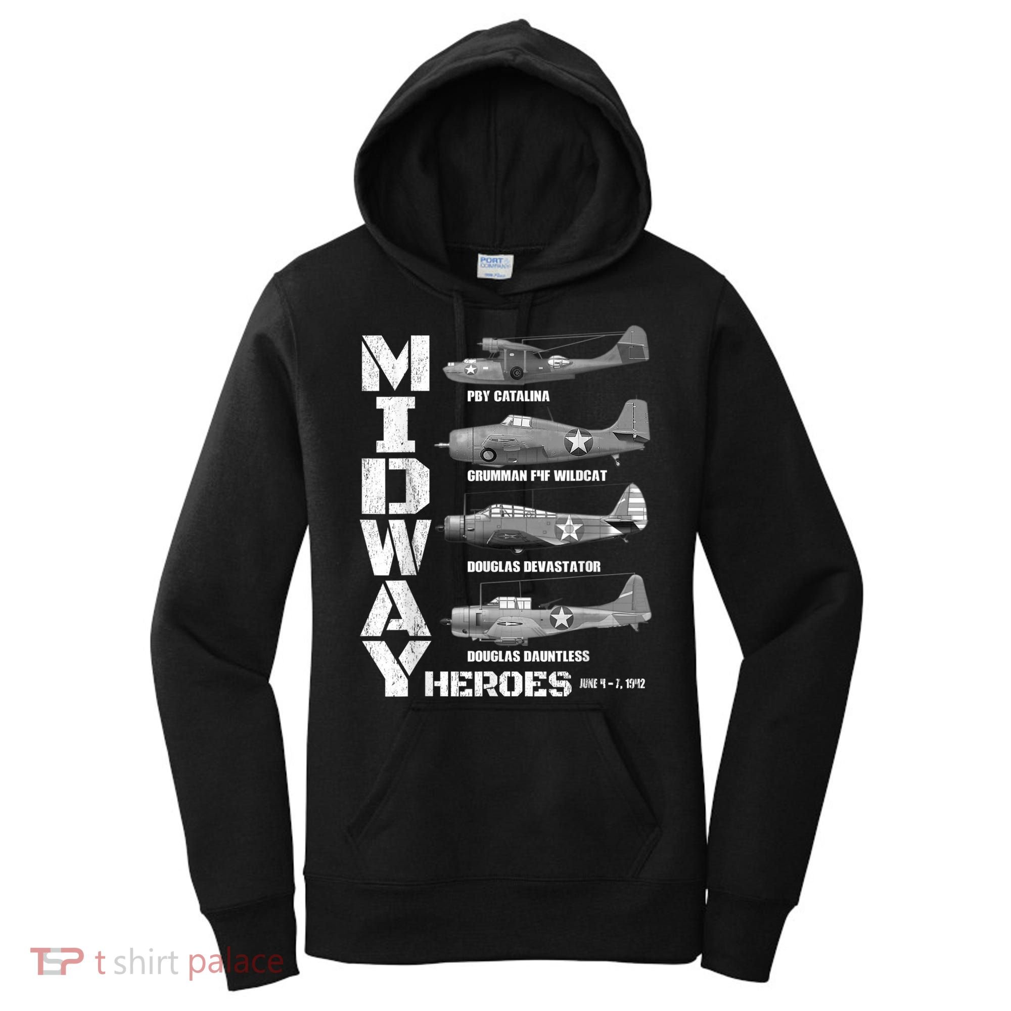 The Battle Of Midway Plane Spotting American WW2 Planes Women's Hoodie