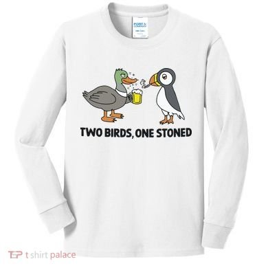 Two Birds One Stoned Kids Long Sleeve Shirt