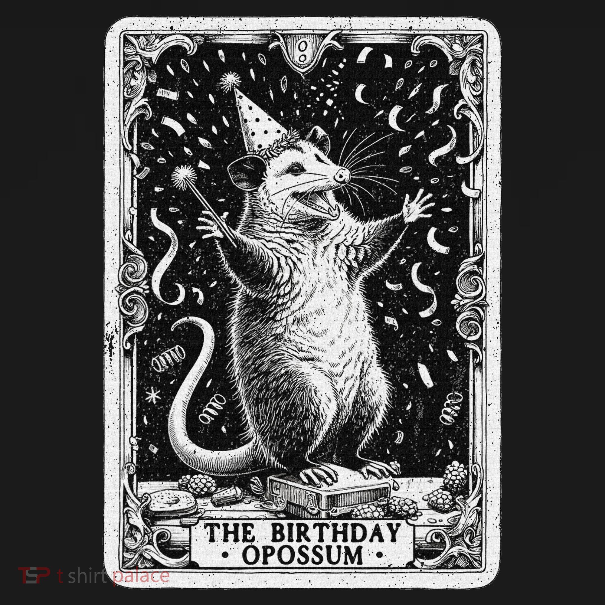 The Birthday Opossum Tarot Card Opossum Women's Hoodie