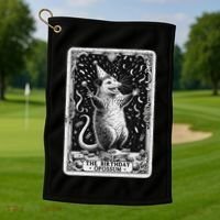 The Birthday Opossum Tarot Card Opossum Golf Towel thumb 1